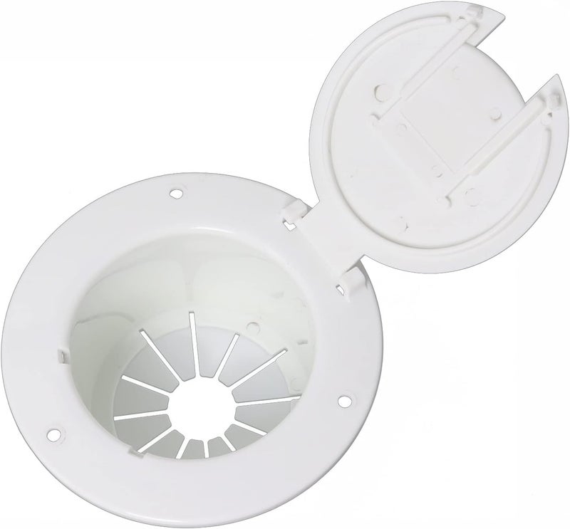 Foifatt RV Cable Hatch, 5" Round Electrical Cable Hatch for 30 and 50 Amp Cords, White RV Camper Trailer Power Cord Hatch Electrical Access Door - Image 2